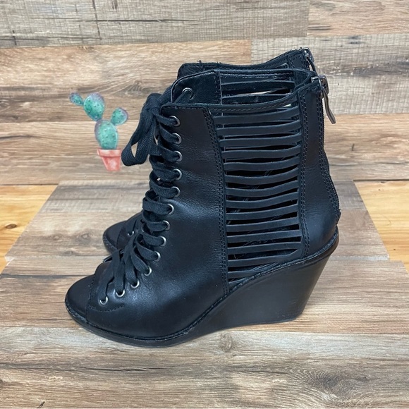 BCBGeneration Shoes - BCBG Malbon lace up black wedge heel goth witchy